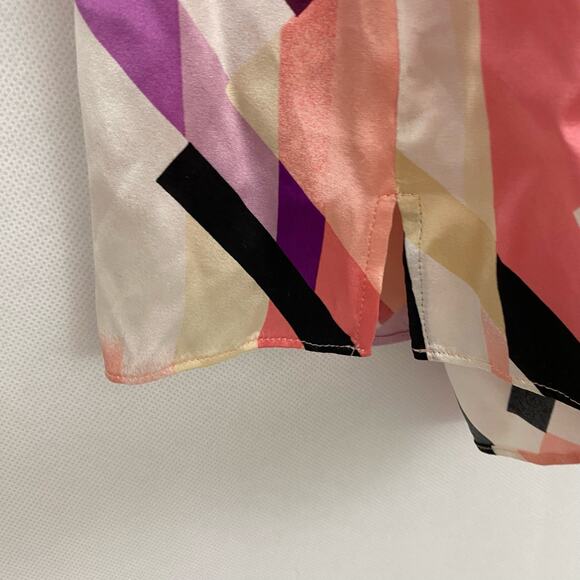 White House Black Market Multicolor Geometric Silk Stretch Tank Top Blouse - 4 - Picture 3 of 9